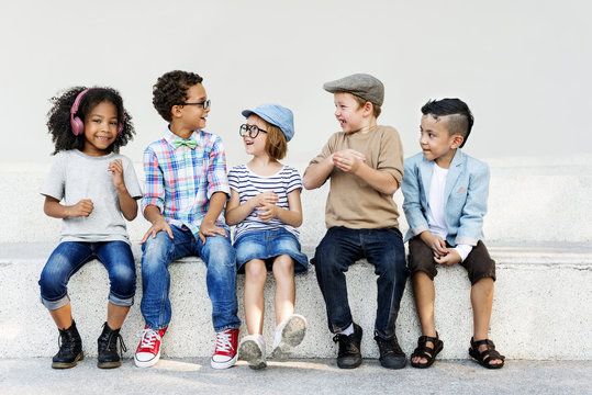 Smart Fashionable Cheerful Chidren Concept