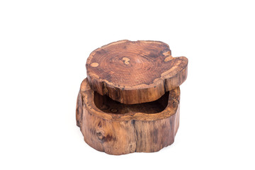 Traditional thai style wooden box isolated on white