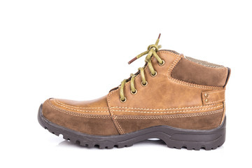 New brown leather shoe isolated on white background