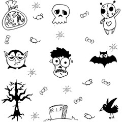 Halloween zombie and ghost doodle