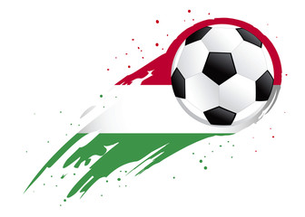 Soccer Ball With Abstract Hungary Insignia Background