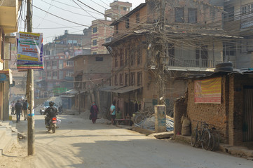 KATHMANDU, NEPAL - April, 2016 : Nepali life in Thamel street on April 7, 2016 in Kathmandu, Nepal.