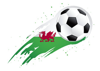 Soccer Ball With Abstract Wales Insignia Background