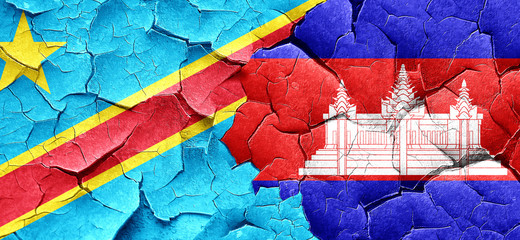 Democratic republic of the congo flag with Cambodia flag on a gr