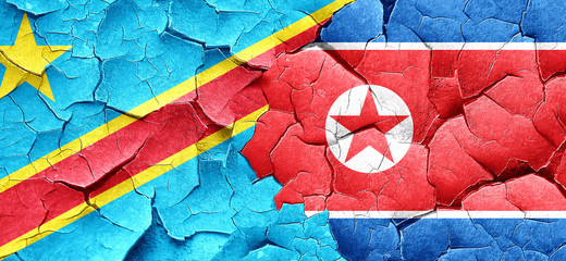 Democratic republic of the congo flag with North Korea flag on a