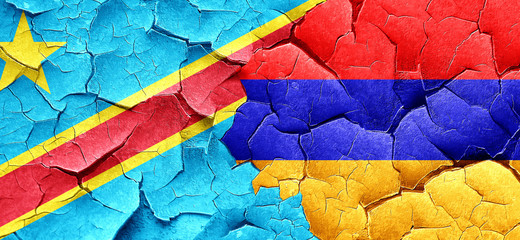 Democratic republic of the congo flag with Armenia flag on a gru