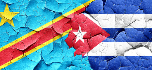 Democratic republic of the congo flag with cuba flag on a grunge