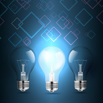 light bulb lamps conceptual illustration on rhombus background 