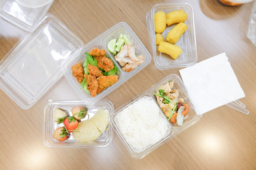 Thai lunch box set on table