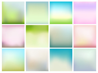 Set of abstract background with soft spring colors. Vector design templates. Blurry backgrounds for Your design