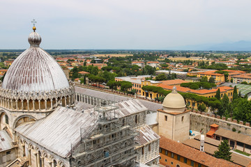 Fototapeta premium View from Leaning Tower to Cathedral (Duomo di Pisa), Italy