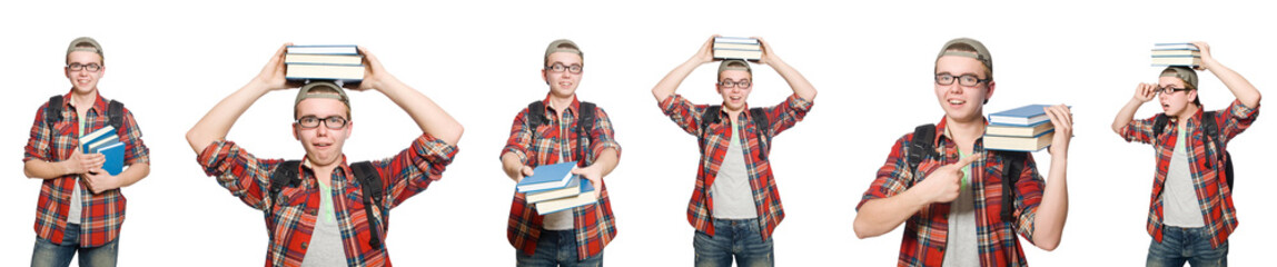 Composite photo of student with books