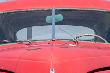red vintage car