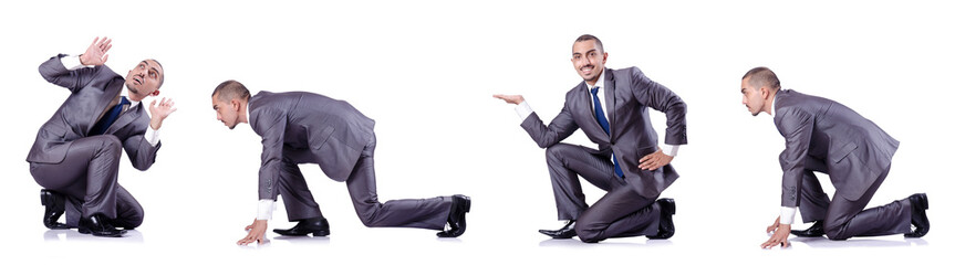 Businessman in various poses isolated on white