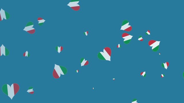 Isolated moving  Italy heart flag particles on blue background. Flags of  Italy. Italy national flags. EURO 2016