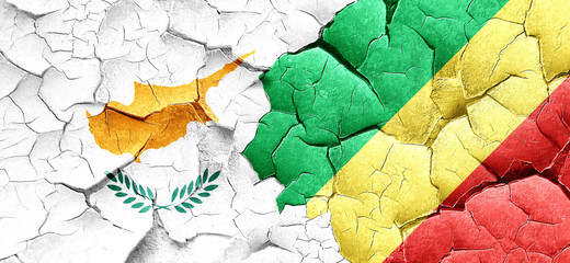 Cyprus flag with congo flag on a grunge cracked wall