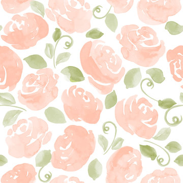 hand drawn watercolor roses seamless pattern. vector illustration for cards, wedding invitations, wrapping