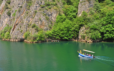 Fototapeta premium Motor boat in the lake