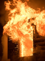 Photo of Huge Flame Distracting House on Fire. Fire Safety Concept