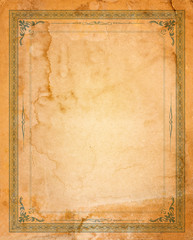 Old paper with patterned vintage frame - blank for your design