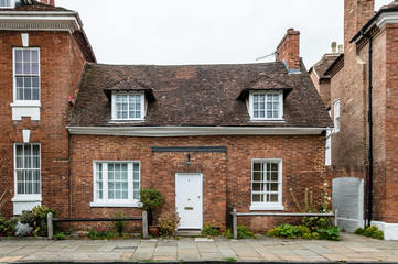 Typical brick house in Stratford Upon Avon a cloudy day