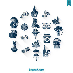 Set of Flat Autumn Icons