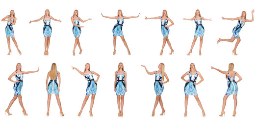 Composite photo of woman in various poses
