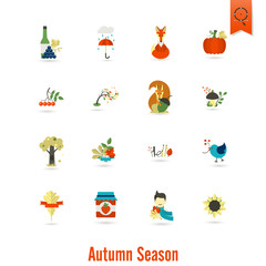 Set of Flat Autumn Icons