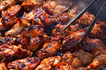 Chicken buffalo wings cooked on smoke grill