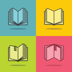 Book icons with shadow vector set for logos or emblems
