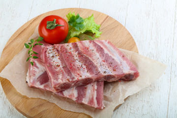 Raw pork ribs