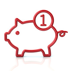 3d illustration of red piggy bank icon
