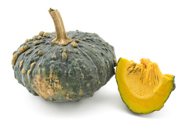 Raw thai pumpkin isolated on white background