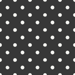 Hand drawn geometric seamless ink polka dot pattern. Wrapping paper. Abstract vector background. Round brush strokes. Casual polka dot texture. Stylish doodle. Dry brush. Rough edges ink illustration.