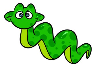 Fototapeta premium Green snake cartoon illustration isolated image animal character 