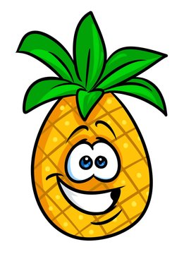 Cheerful fruit pineapple cartoon illustration isolated image character
