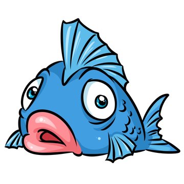 Fish surprise cartoon illustration isolated image animal character 
