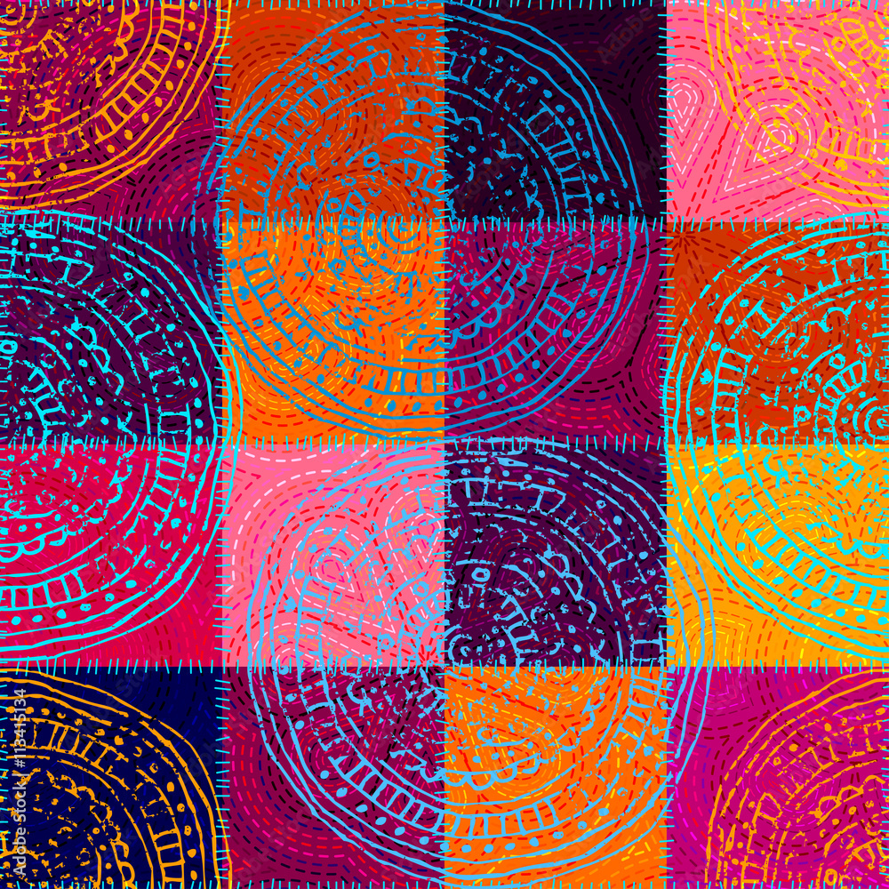 Poster vector seamless ethnic patchwork pattern