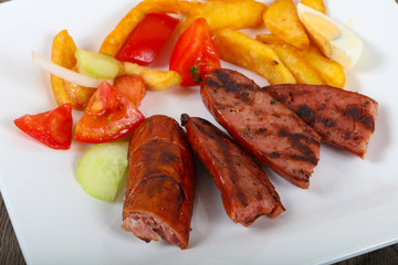 Grilled sausages