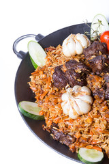 Asian rice dish with meat. Pilaf