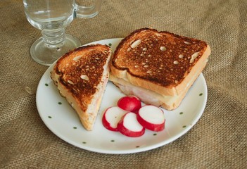 Toast with ham and cheese