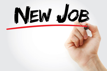 Hand writing New Job with marker, business concept
