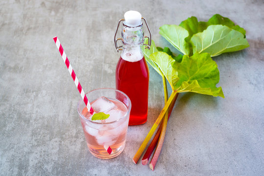 Rhubarb on a concrete table
