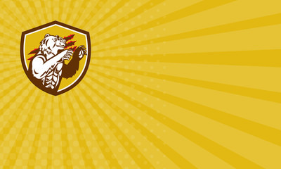 Business card California Grizzly Bear Smirking Claw Marks Crest Retro