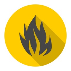 Fire flame, icon with long shadow