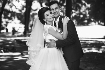 Couple in love emracing in the park