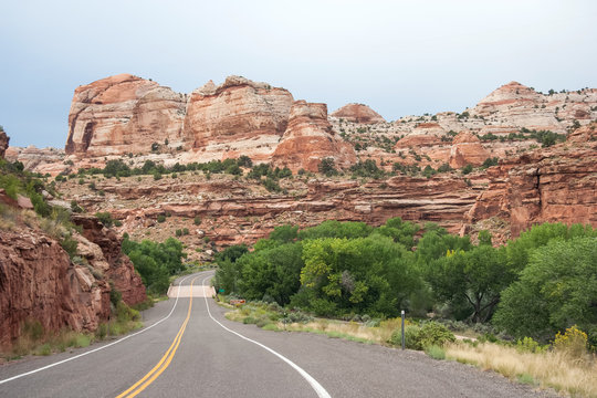 Highway running through Grand Staircase in Escalante National Monument, Utah,  USA