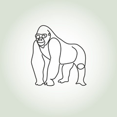 Obraz premium Gorilla in minimal line style vector