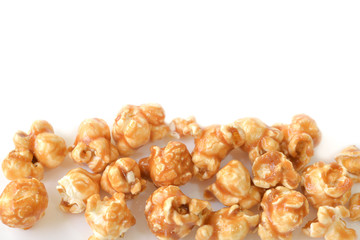 Caramel popcorn on white background - isolated

