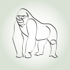 Gorilla in minimal line style vector